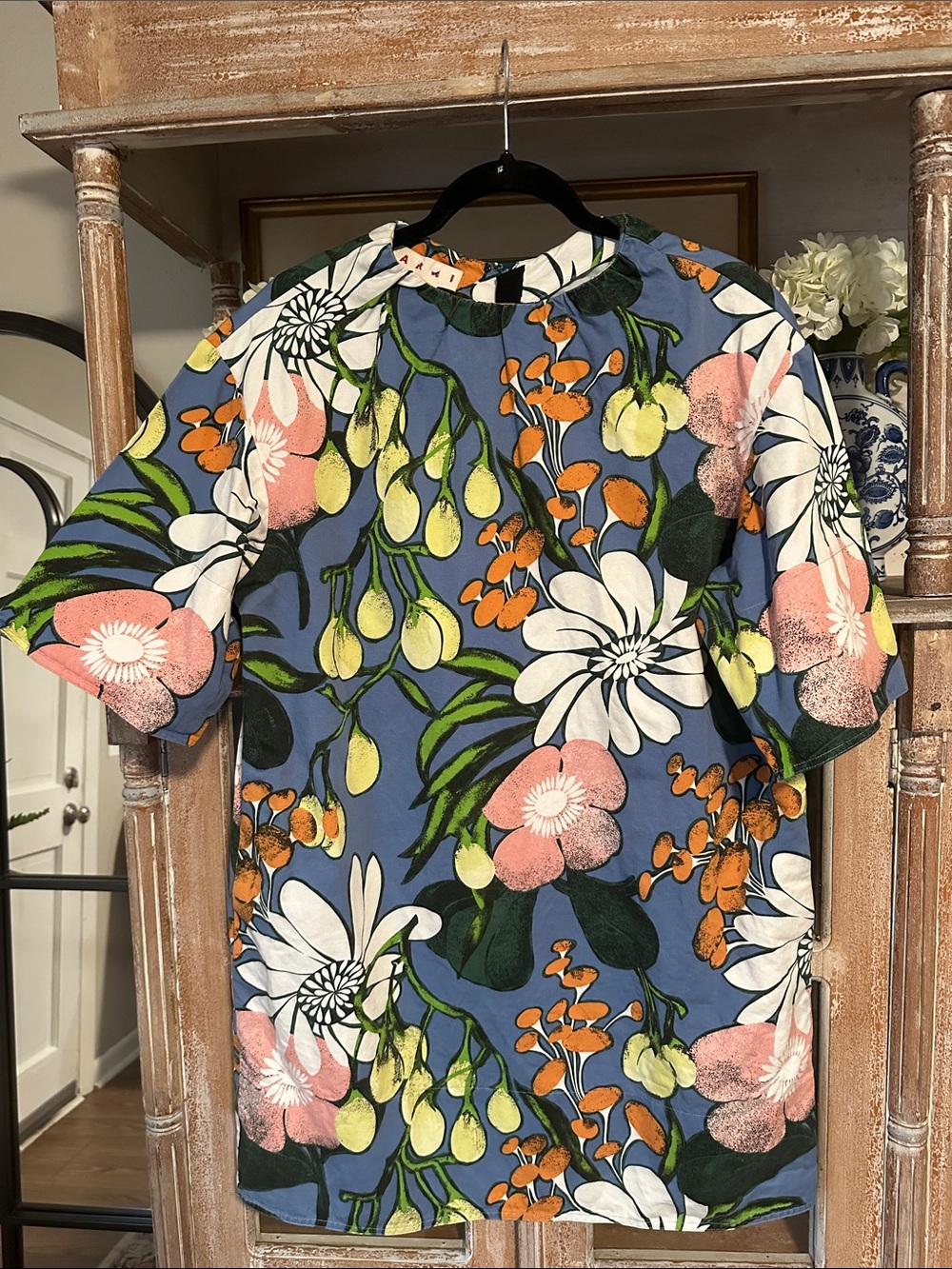 Marni Floral Shift Mini Dress with pockets